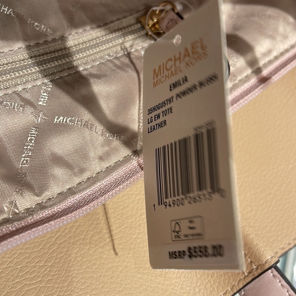 MICHAEL KORS Emilia Large Pebbled Leather Tote Bag POWDER BLUSH COLOR - Picture 12 of 16